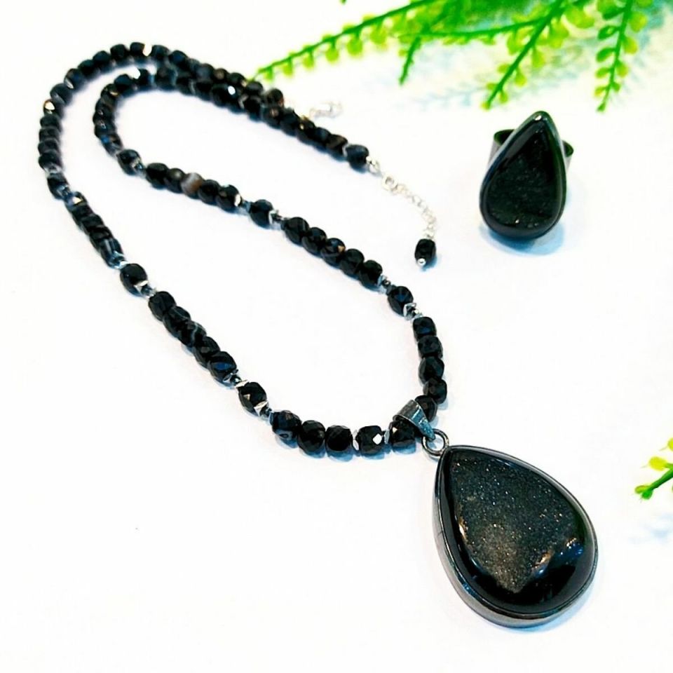 Black Druzy Akik Özel Tasarım Takım