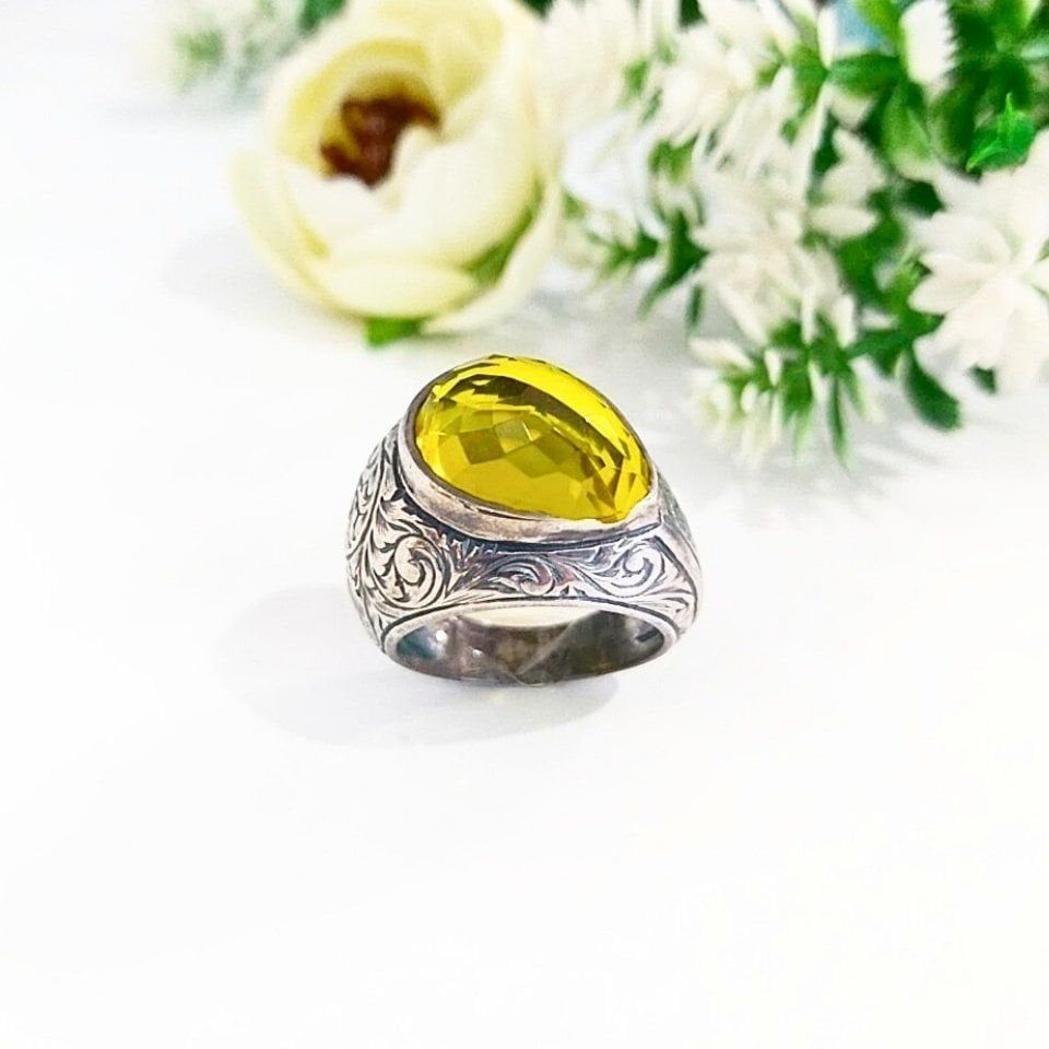 Limon Topaz Özel Tasarım Yüzük - OTS967