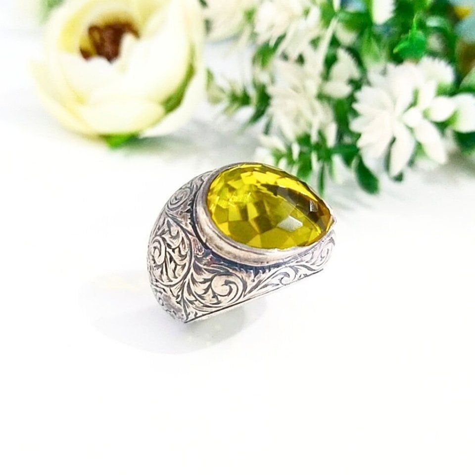 Limon Topaz Özel Tasarım Yüzük - OTS967