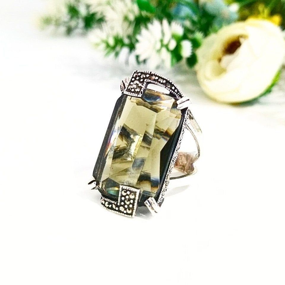 Smoky Topaz Özel Tasarım Yüzük - OTS977