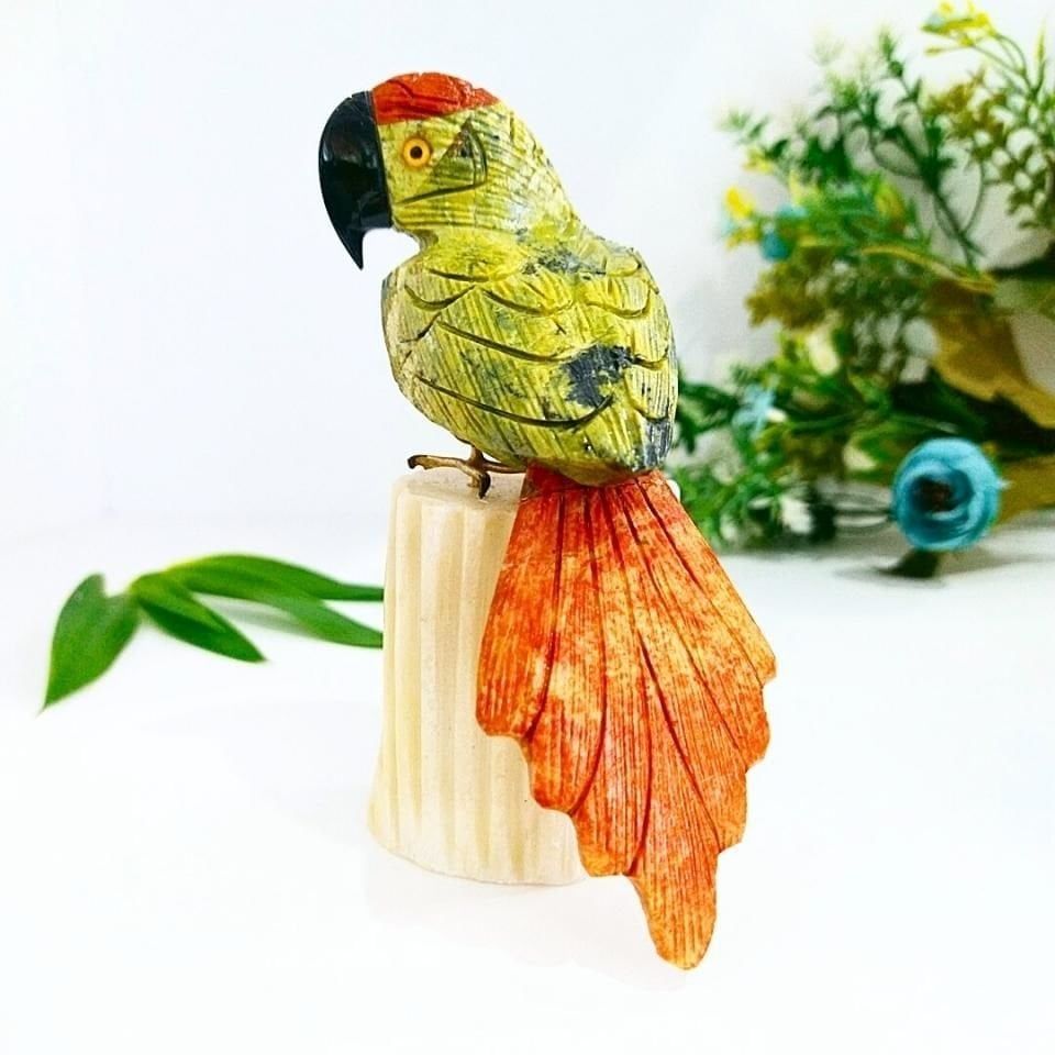 Doğal Taş Carving Papağan Obje - MNR1007