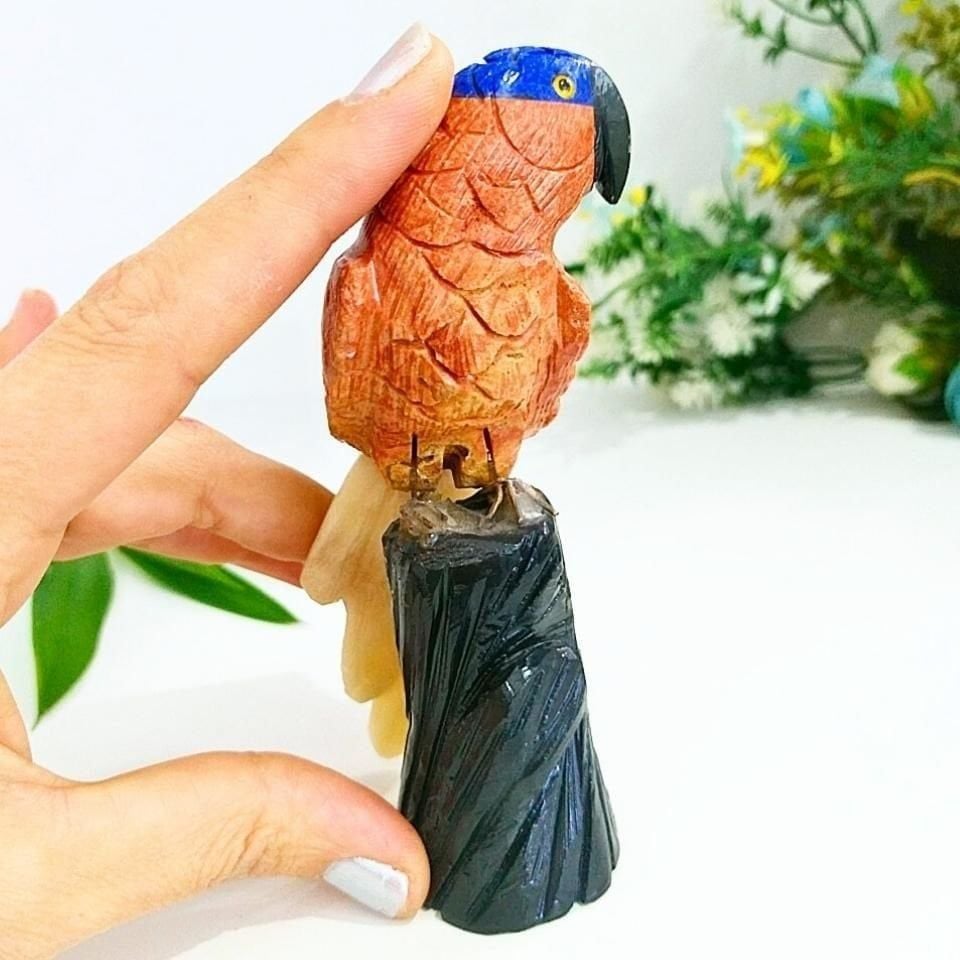 Doğal Taş Carving Papağan Obje - MNR1011