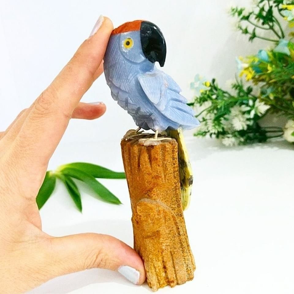 Doğal Taş Carving Papağan Obje - MNR1012