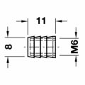 Hafele Dübel, açılan pirinç ham M6x9mm 100 Adet