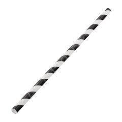 Siyah Beyaz Çizgili Kağıt Pipet 6x197 mm (5000'li Koli)