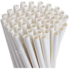 Beyaz Sargılı Beyaz Kağıt Pipet 8x230 mm (3600'lü Koli)