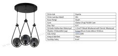 3LÜ DAMLA SİYAH - FÜME GLOBE (TOP) CAM