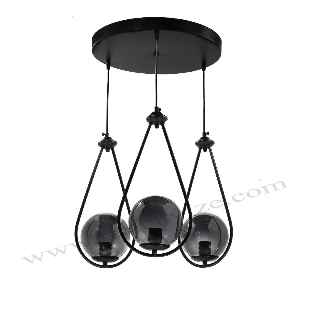 3LÜ DAMLA SİYAH - FÜME GLOBE (TOP) CAM