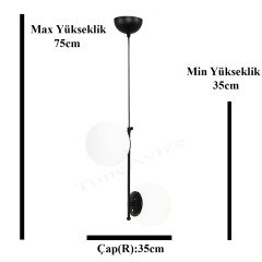 2Lİ ÇUBUK SİYAH - BEYAZ GLOBE(TOP) CAM