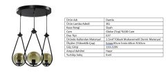 3LÜ DAMLA SİYAH - BAL GLOBE (TOP) CAM
