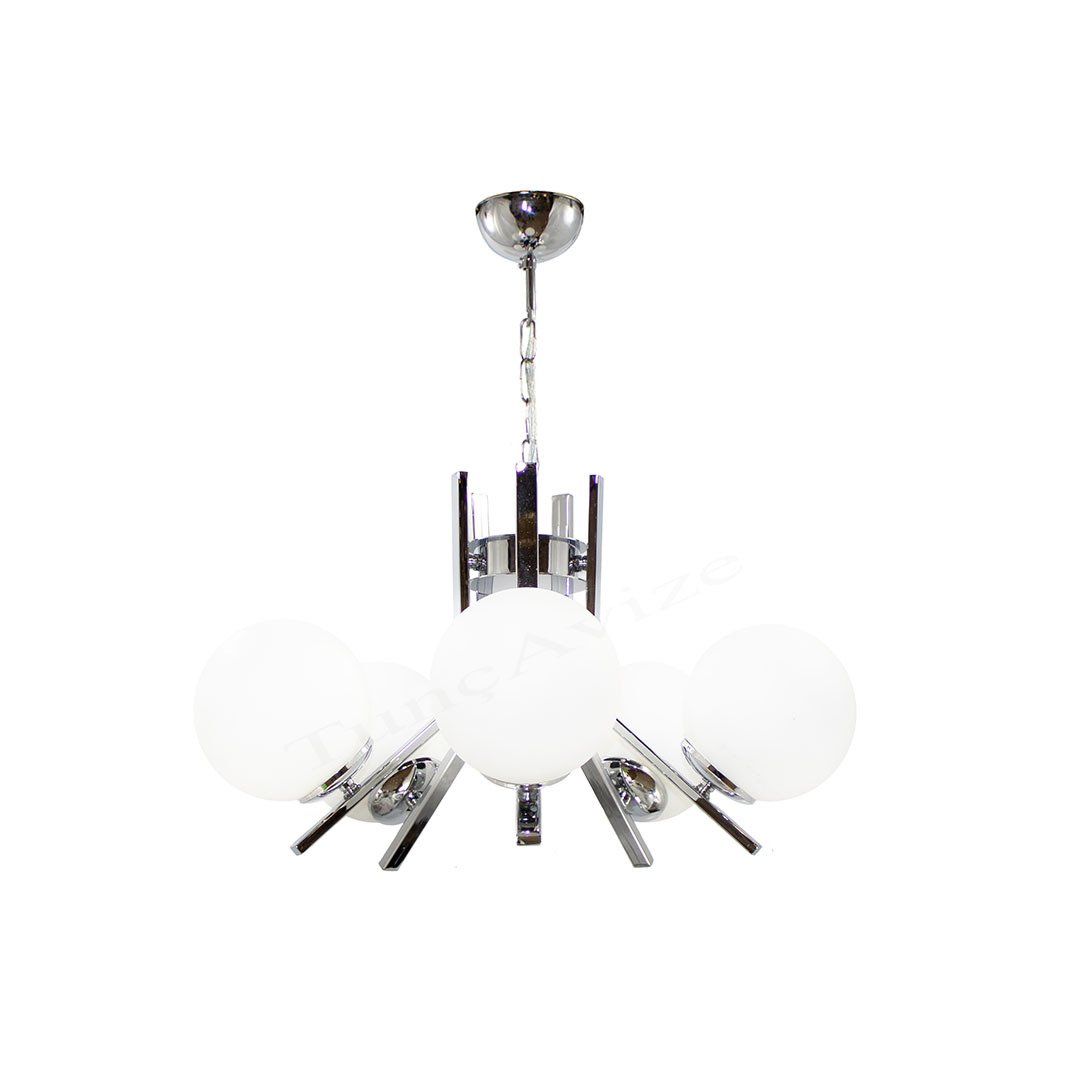 5Lİ ELEGANT KROM - BEYAZ GLOBE(TOP) CAM