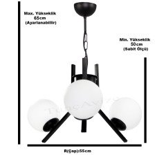 3LÜ ELEGANT KROM - BEYAZ GLOBE(TOP) CAM