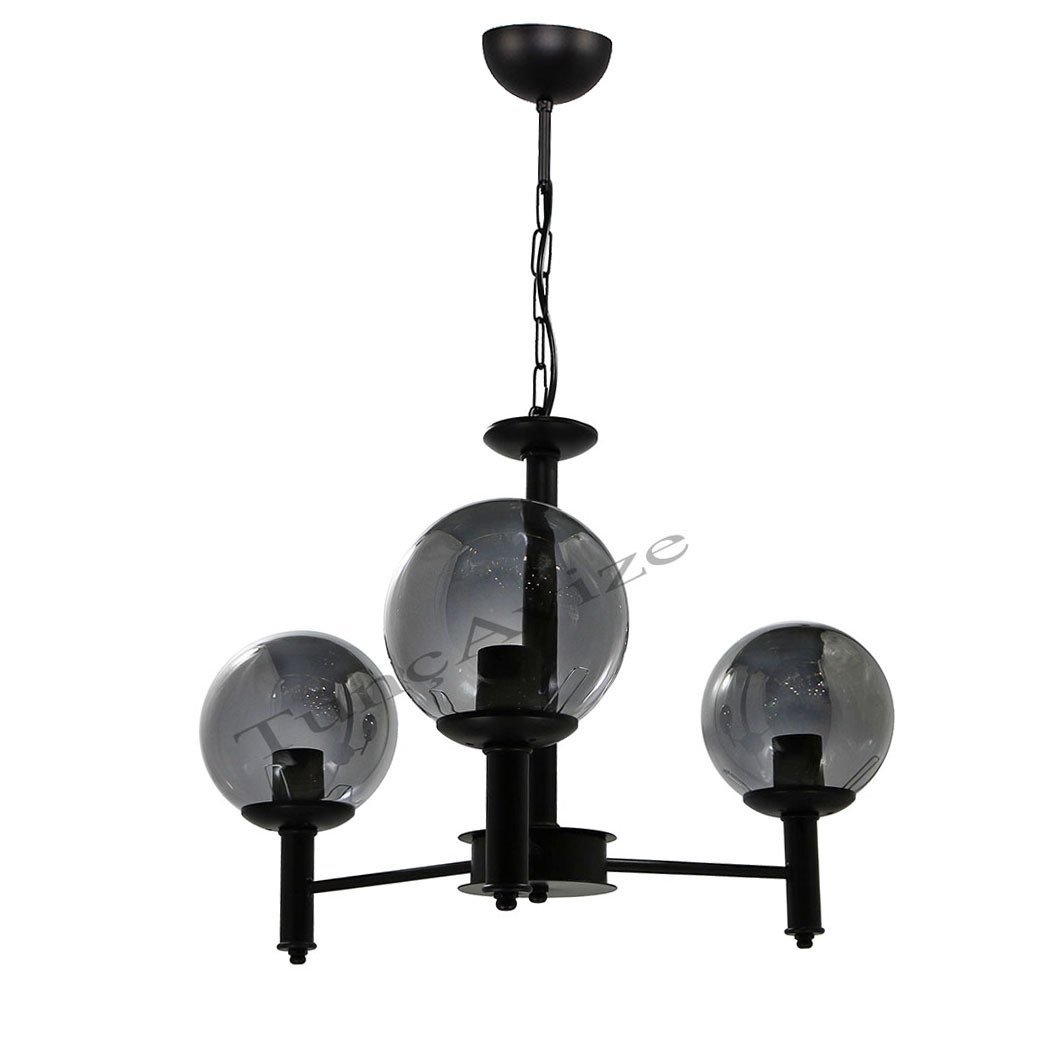 3lü Pipo Siyah - Füme Globe(Top) Cam