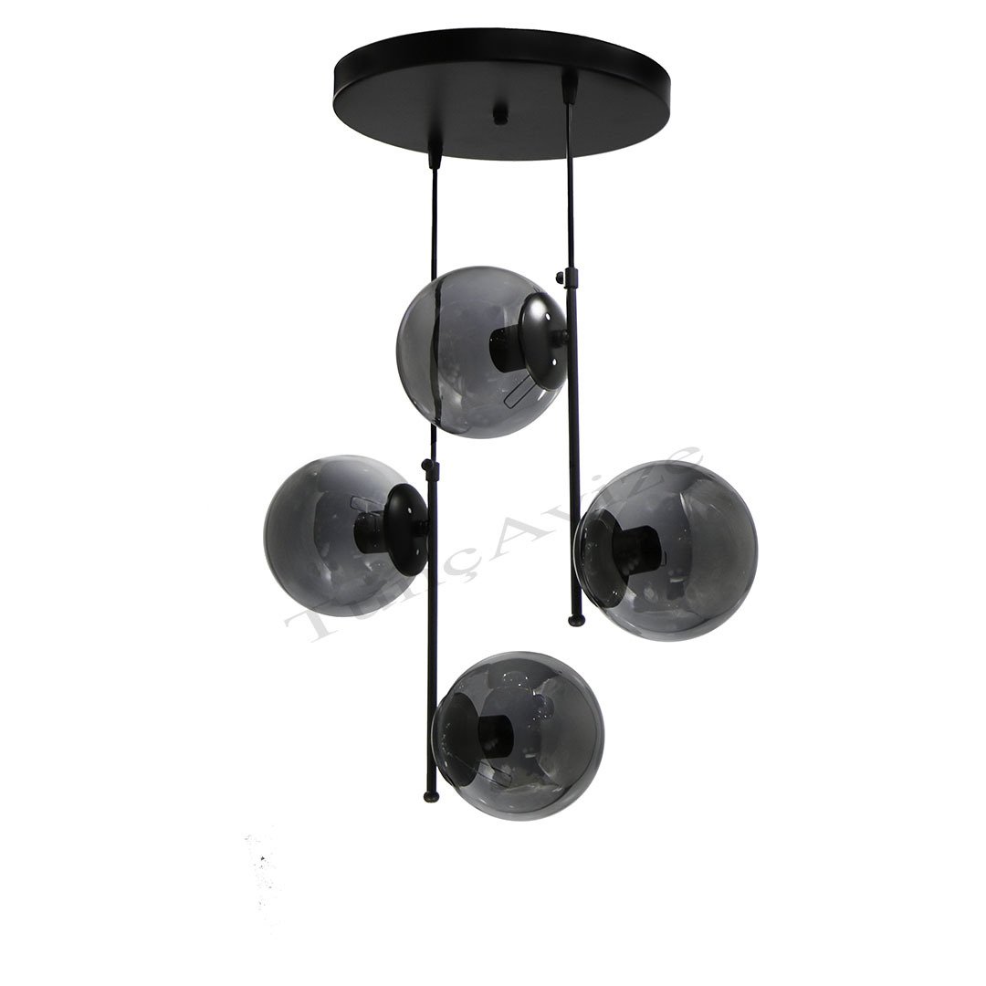 4LÜ ÇUBUK SARKIT SİYAH  - FÜME GLOBE(TOP) CAM