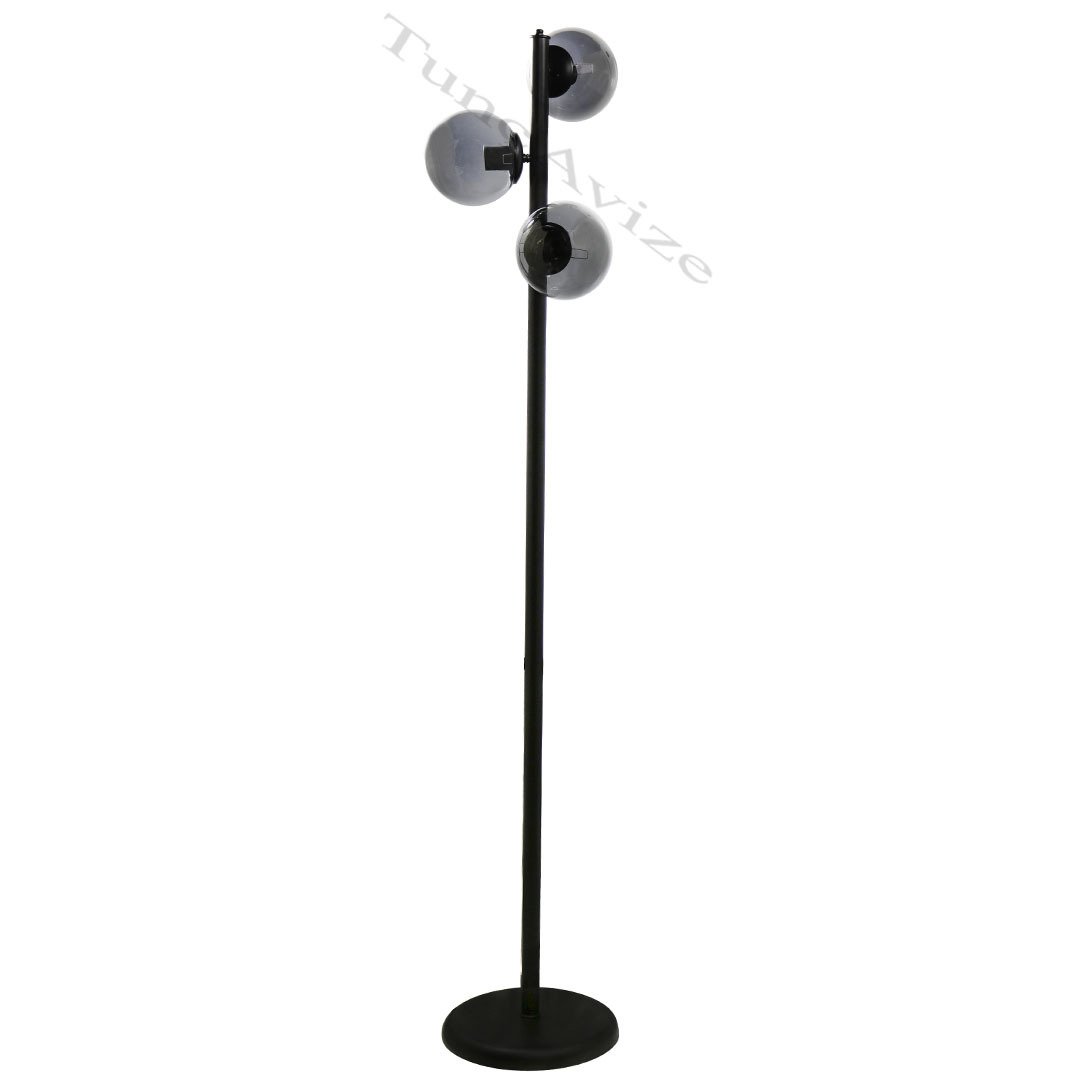 3LÜ BURGU SİYAH LAMBADER - FÜME GLOBE(TOP) CAM
