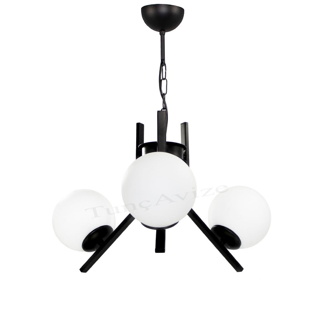 3LÜ ELEGANT SİYAH - BEYAZ GLOBE(TOP) CAM