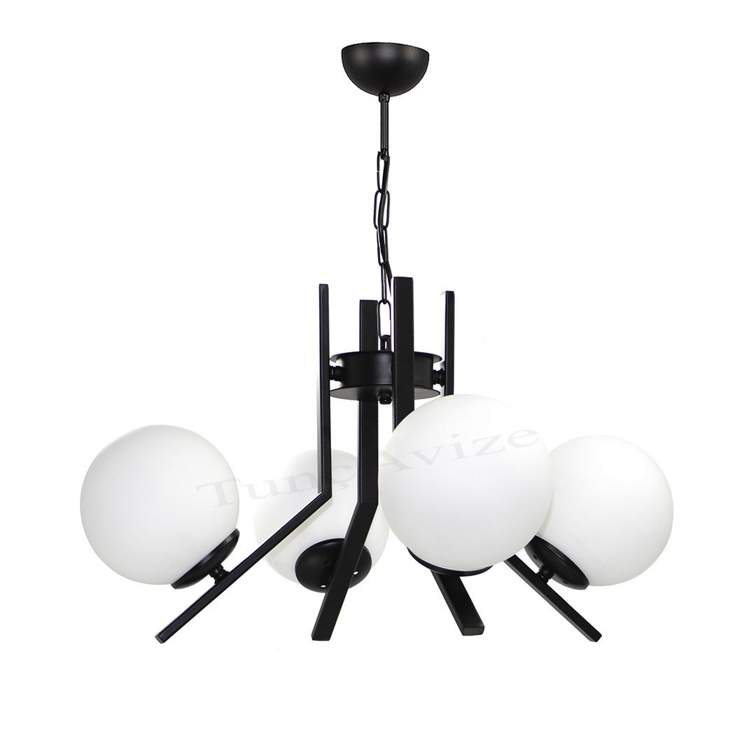 4LÜ ELEGANT SİYAH - BEYAZ GLOBE(TOP) CAM