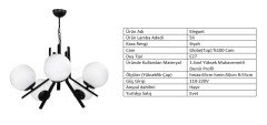 5Lİ ELEGANT SİYAH - BEYAZ GLOBE(TOP) CAM