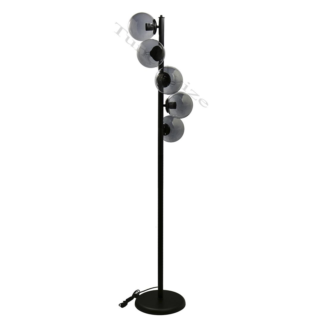 5Lİ BURGU SİYAH LAMBADER - FÜME GLOBE(TOP) CAM