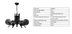 5Lİ ELEGANT SİYAH - FÜME GLOBE(TOP) CAM