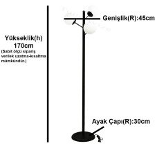 5Lİ DAL SİYAH LAMBADER - BEYAZ GLOBE(TOP) CAM