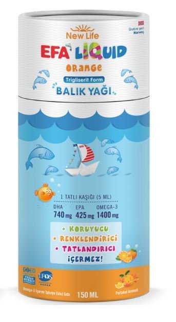 New Life EFA LIQUID Orange - En Yüksek DHA içeren ürün (150 ml)