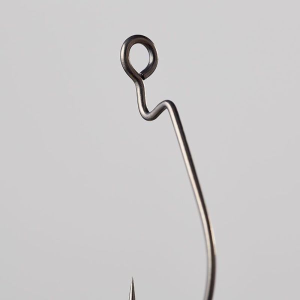 Vanfook Offset Hook Worm-48F Larc Eye Micro Barb #1 Fusso Black