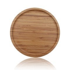 Vadi Yuvarlak Bambu Sunum Tabağı 25 cm – Doğal Servis Tepsisi Şık Sunum Tabak