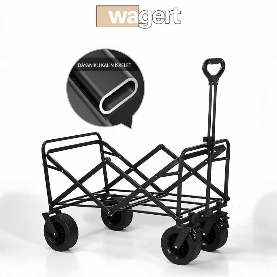 Büyük Boy Katlanabilir Kamp Arabası – Alüminyum Gövdeli Taşıma Vagonu Piknik ve Seyahat İçin haki Yeşil