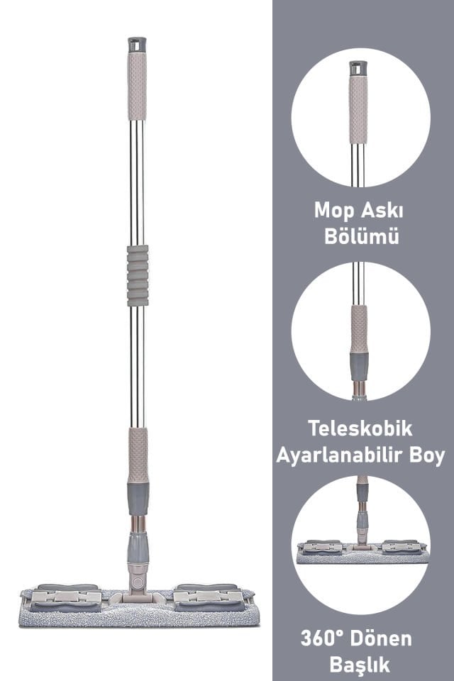 Sihirli Mop Yüzey ve Cam Temizleyici Gri