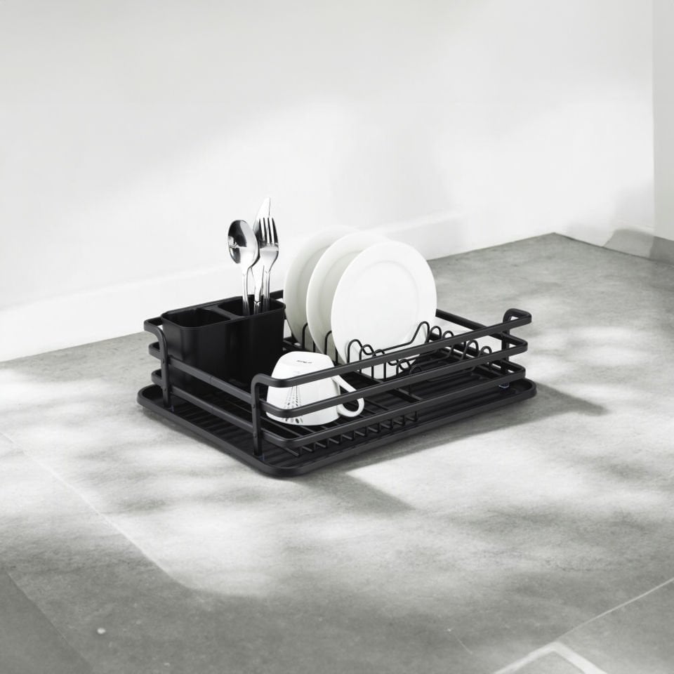 Paslanmaz Alüminyum Tek Katlı Siyah Bulaşıklık Modern Tabaklık
