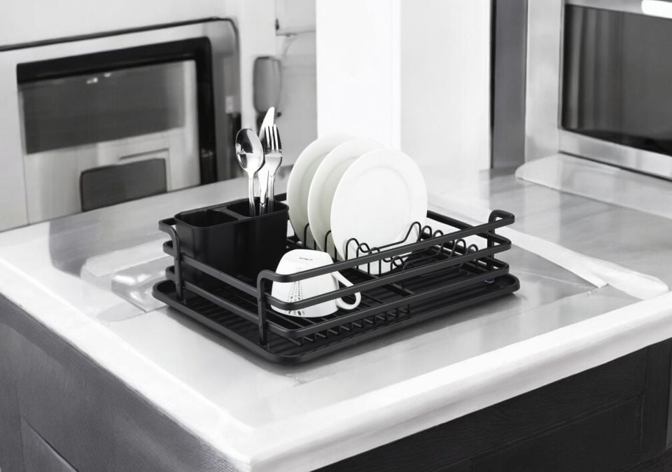 Paslanmaz Alüminyum Tek Katlı Siyah Bulaşıklık Modern Tabaklık