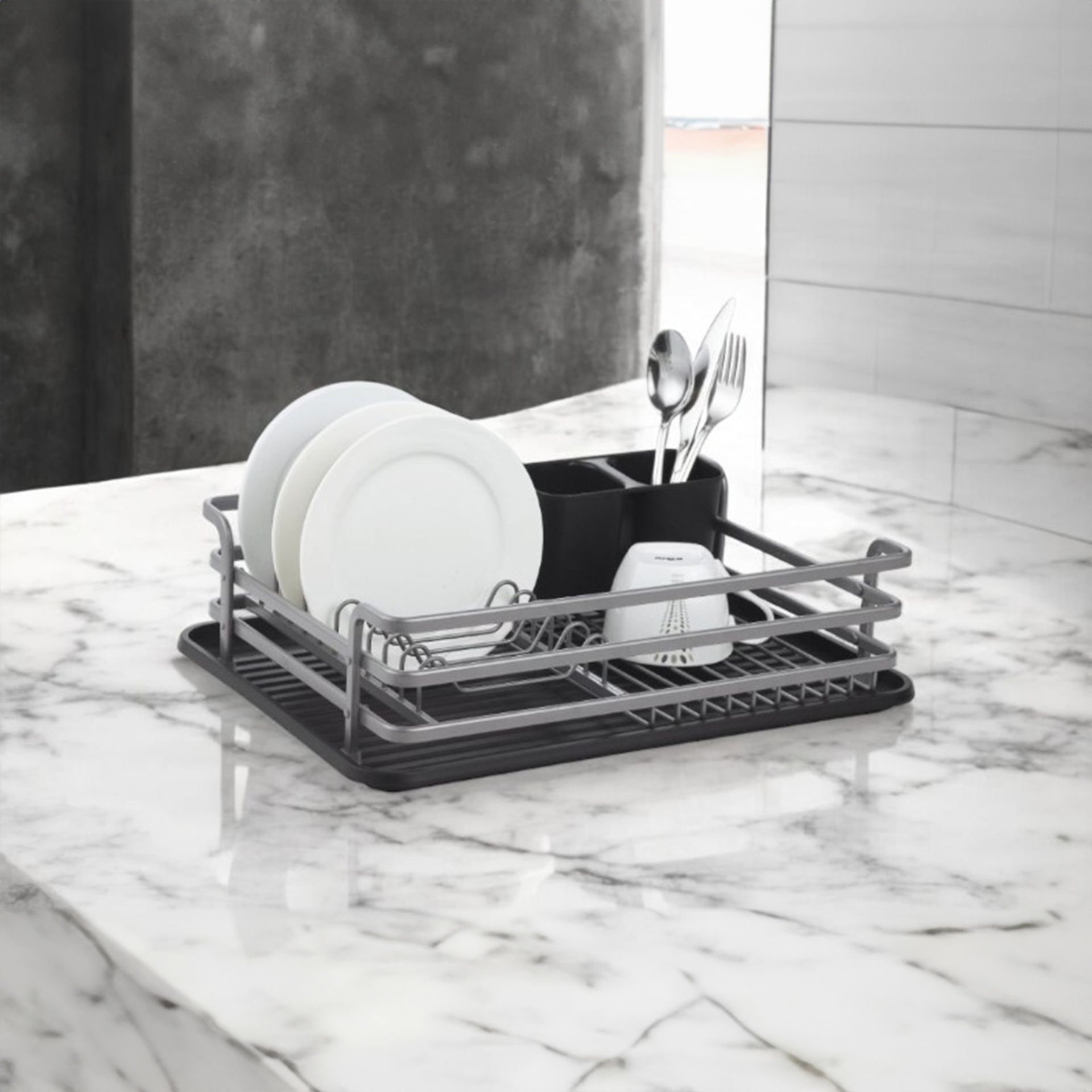 Paslanmaz Alüminyum Tek Katlı Füme Bulaşıklık Modern Tabaklık