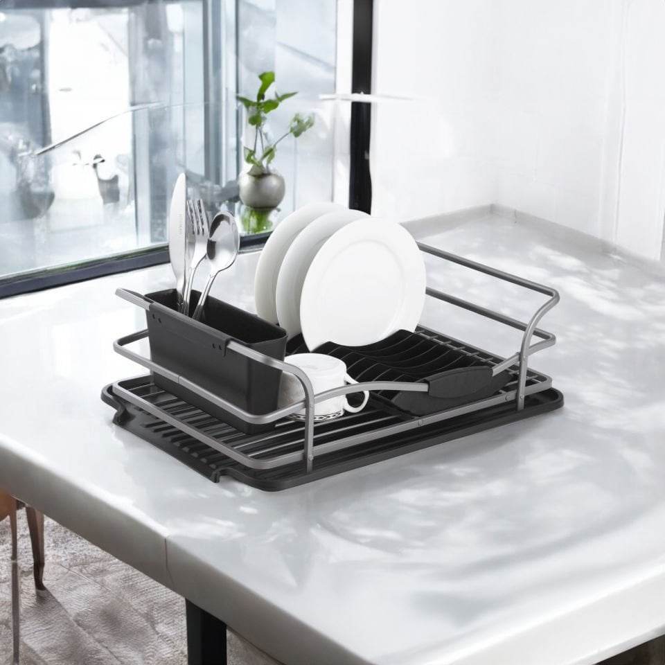 Paslanmaz Alüminyum Tek Katlı Füme Bulaşıklık Modern Tabaklık