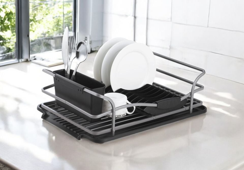 Paslanmaz Alüminyum Tek Katlı Füme Bulaşıklık Modern Tabaklık