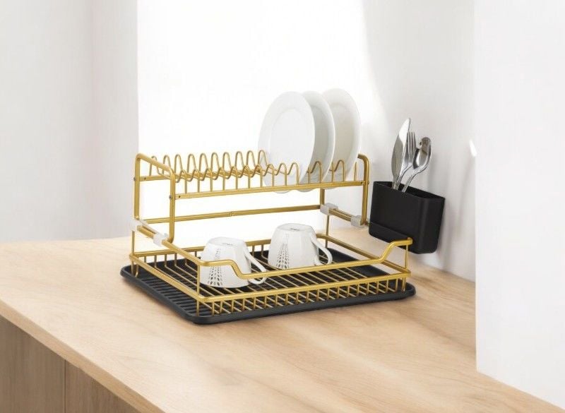 Paslanmaz Alüminyum İki Katlı Gold Bulaşıklık Modern Tabaklık