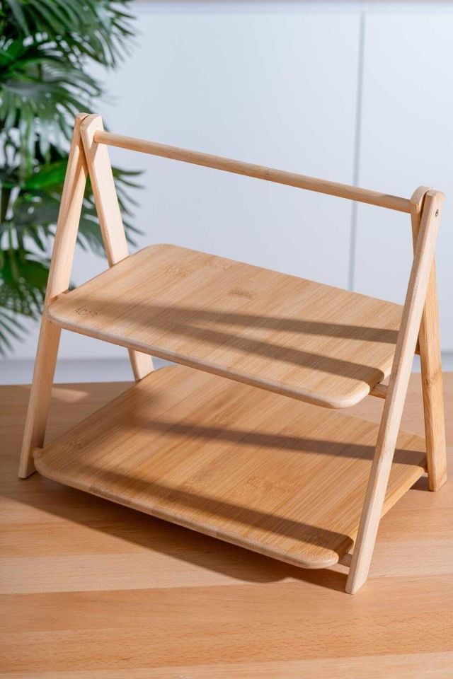 BAMBU 2 KATLI SUNUMLUK AHSAP STAND