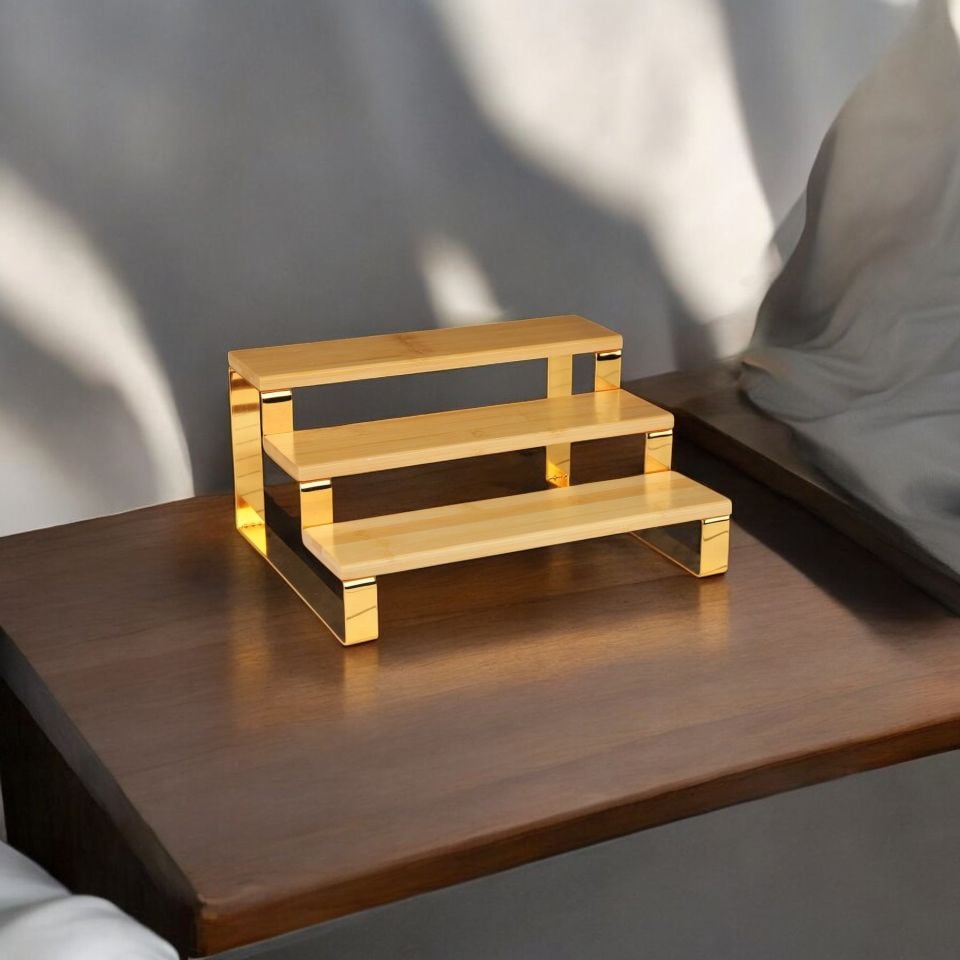 BAMBU 3 BASAMAK STAND GOLD
