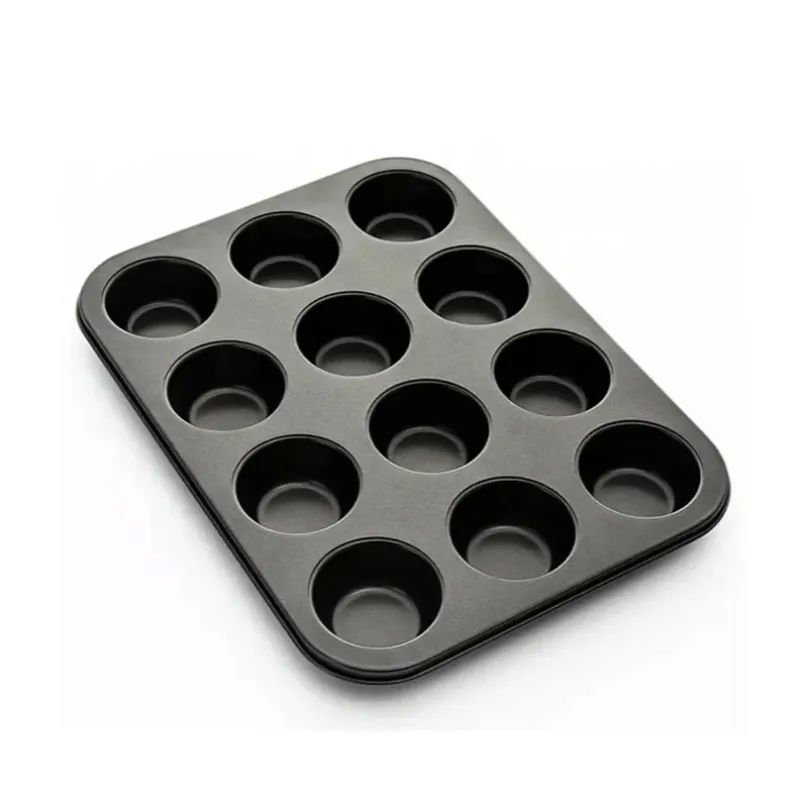 12 Li Muffin Kek Kalıbı Tepsisi Kek Kalıbı Yanmaz Yapışmaz Siyah