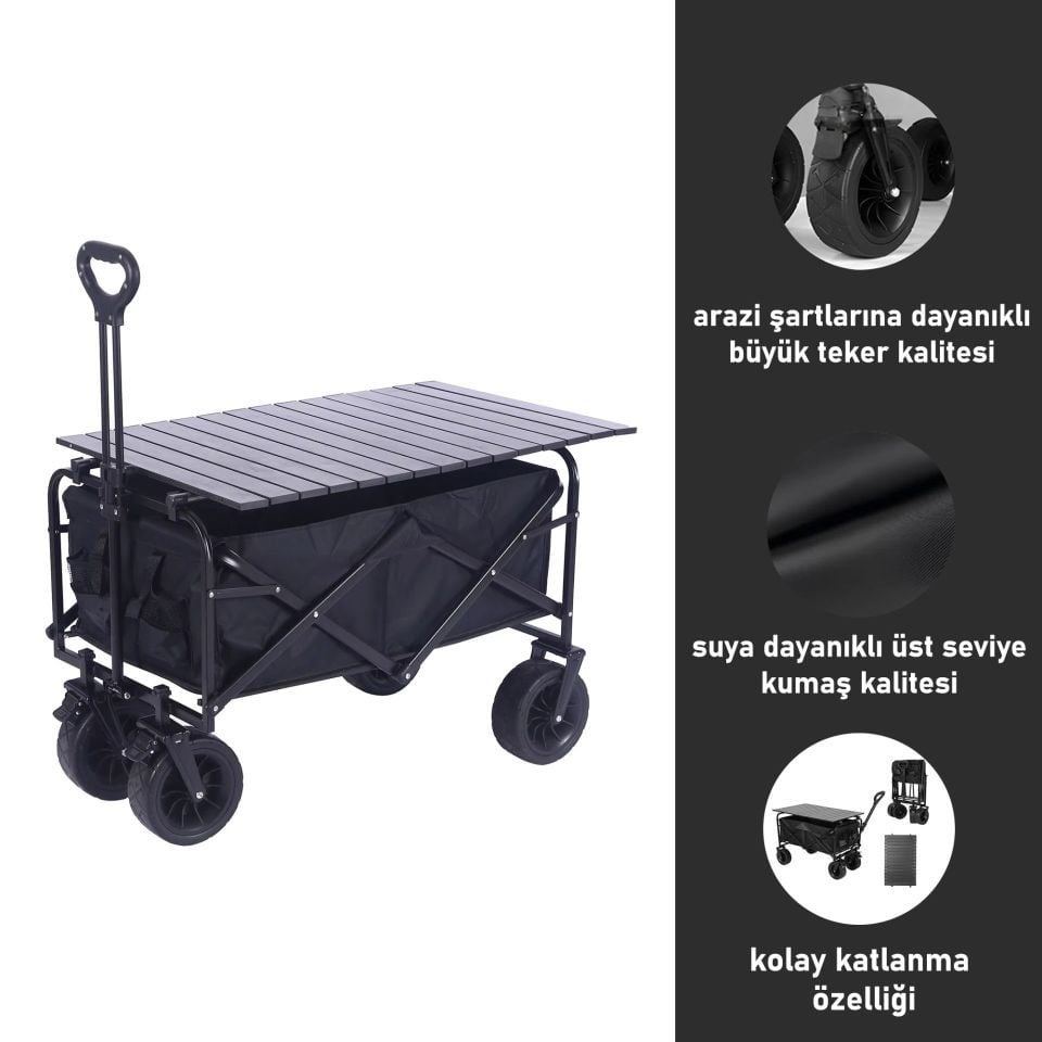 Katlanabilir Masalı Kamp Arabası – Alüminyum Gövdeli Taşıma Arabası Piknik ve Seyahat İçin
