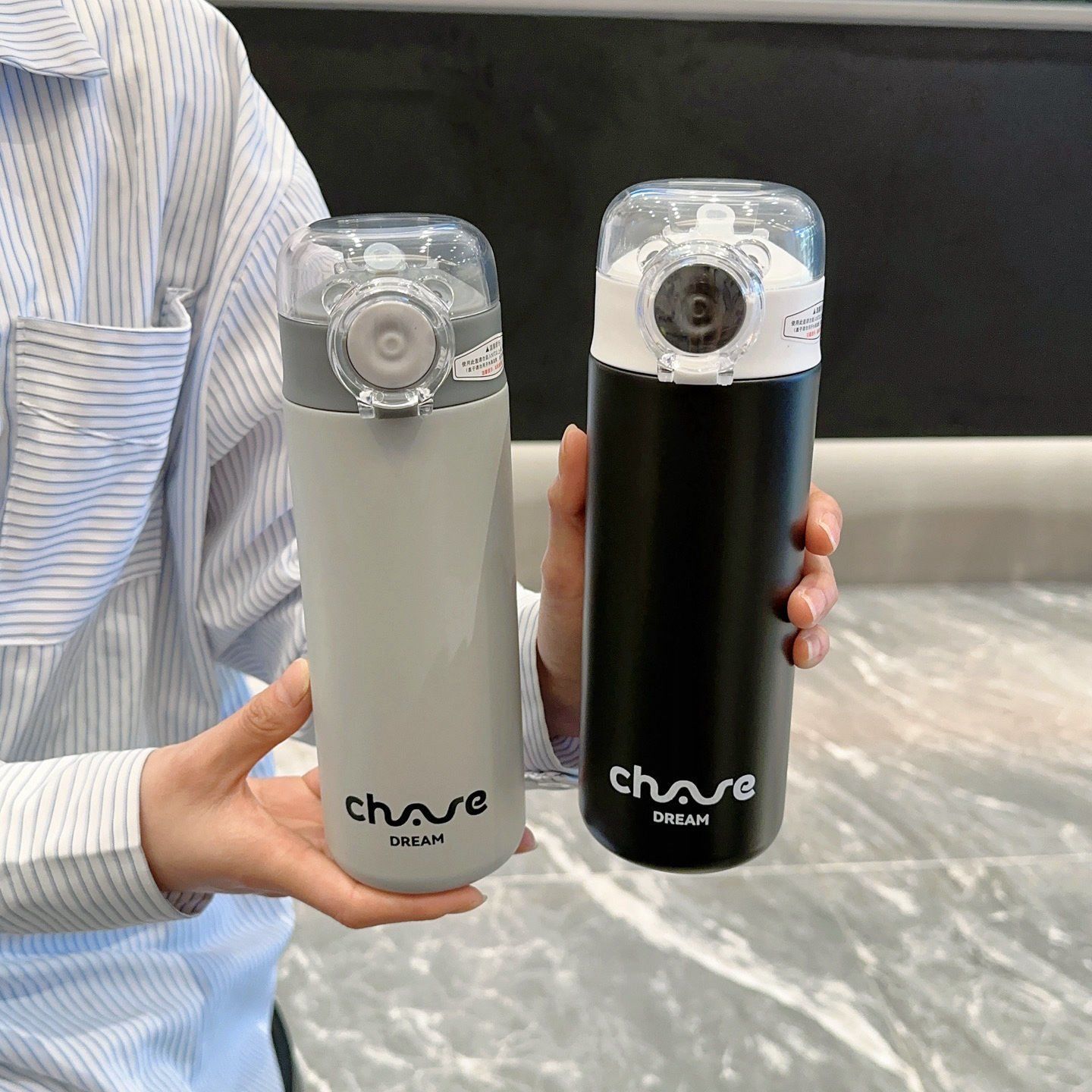 Pipetli Kapaklı Paslanmaz Çelik Isı Yalırımlı Termos Kupa 400 ml
