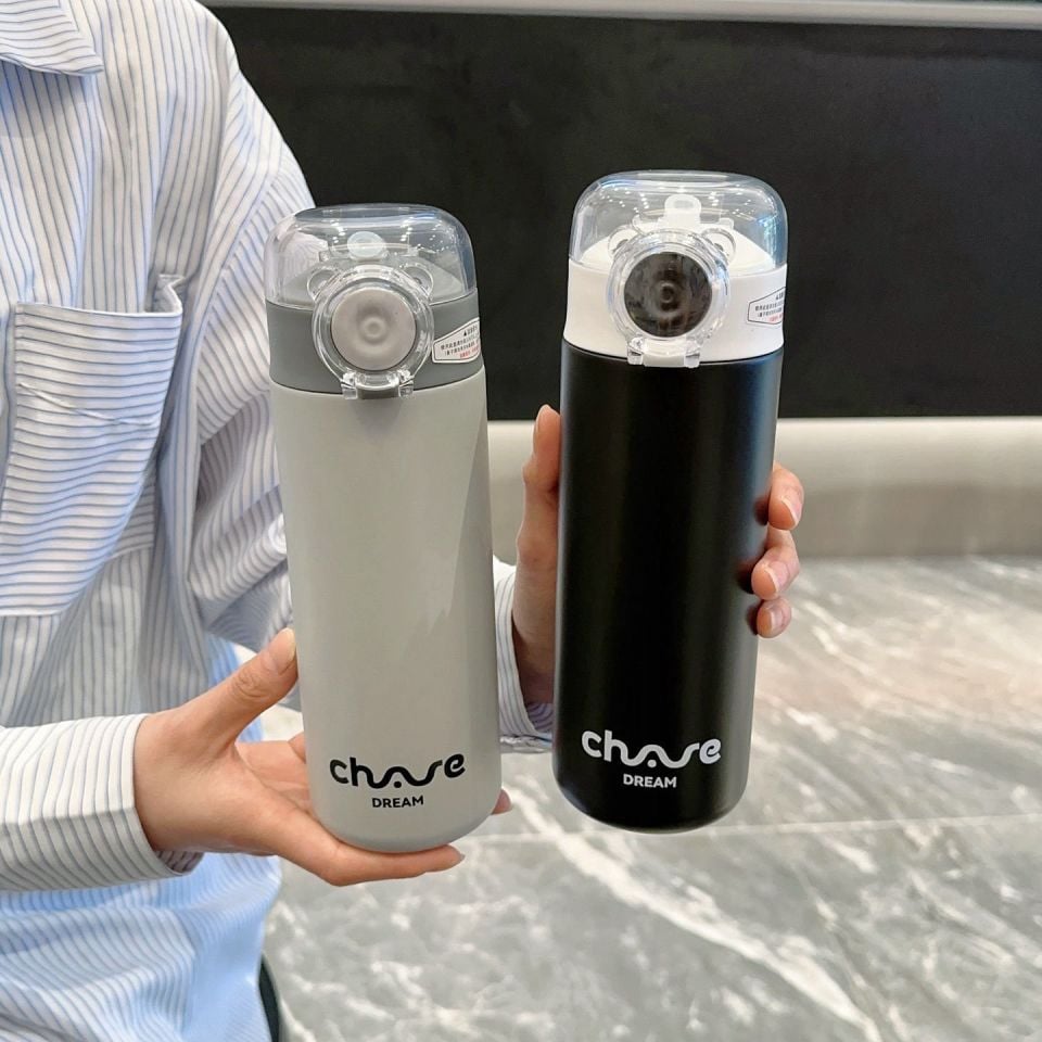 Pipetli Kapaklı Paslanmaz Çelik Isı Yalırımlı Termos Kupa 400 ml