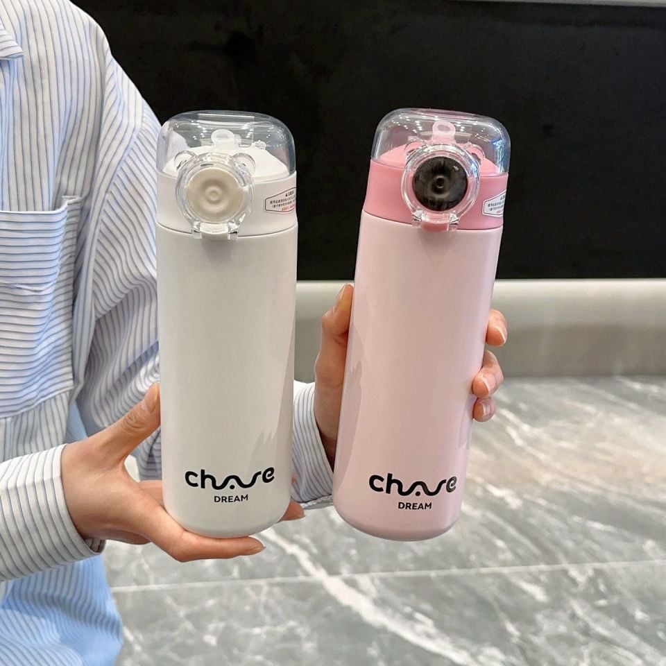 Pipetli Kapaklı Paslanmaz Çelik Isı Yalırımlı Termos Kupa 400 ml