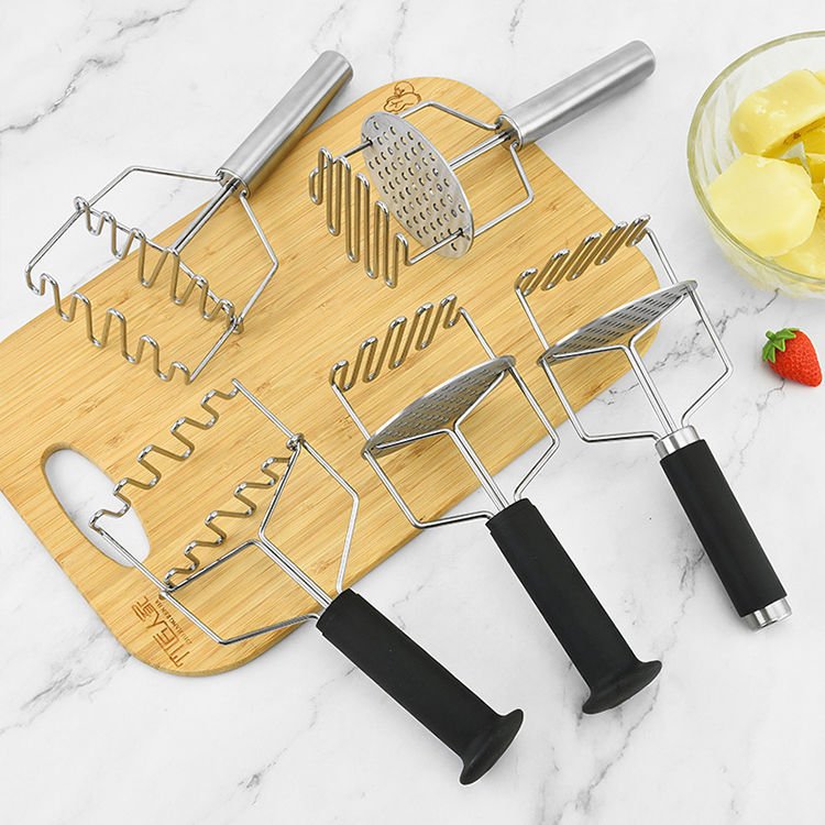 Paslanmaz Çelik Silikon Saplı Ergonomik Patates Ezici - Püre Yapıcı