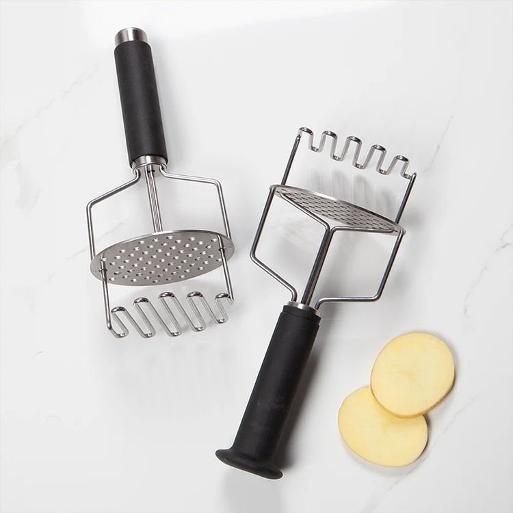 Paslanmaz Çelik Silikon Saplı Ergonomik Patates Ezici - Püre Yapıcı