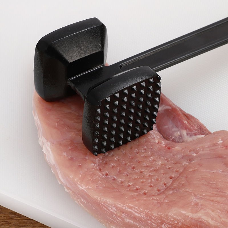 Çift Taraflı Et Dövücü Tokmak – Siyah Renk Dayanıklı Et Yumuşatma Mutfak Aparatı