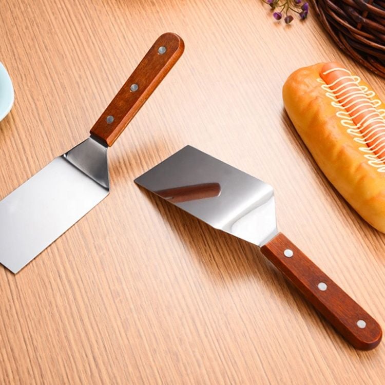 Ahşap Saplı Paslanmaz Çelik Spatula Pasta Tatlı Baklavacı Spatulası, Pizza Börek Dilimleyici