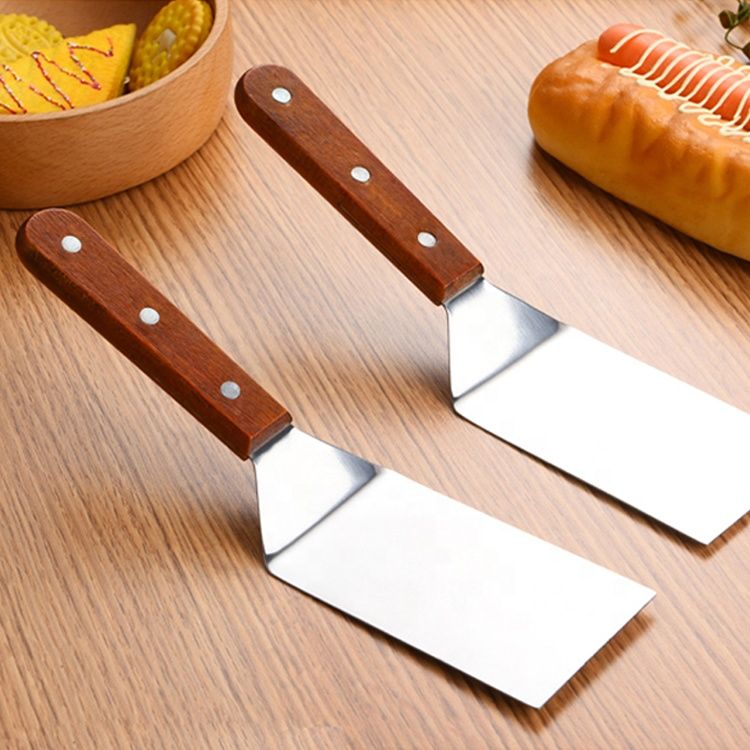 Ahşap Saplı Paslanmaz Çelik Spatula Pasta Tatlı Baklavacı Spatulası