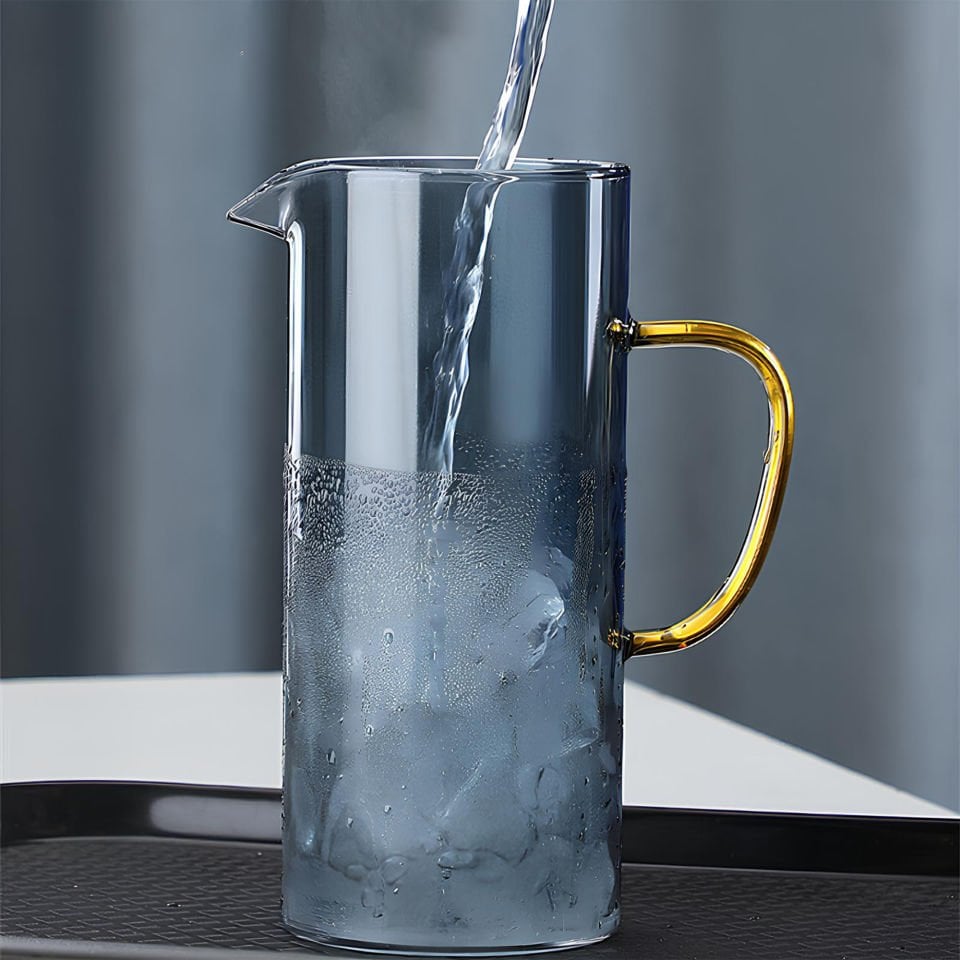 Dark Blue Borosilikat Isıya Dayanıklı Cam Sürahi 1500 ml