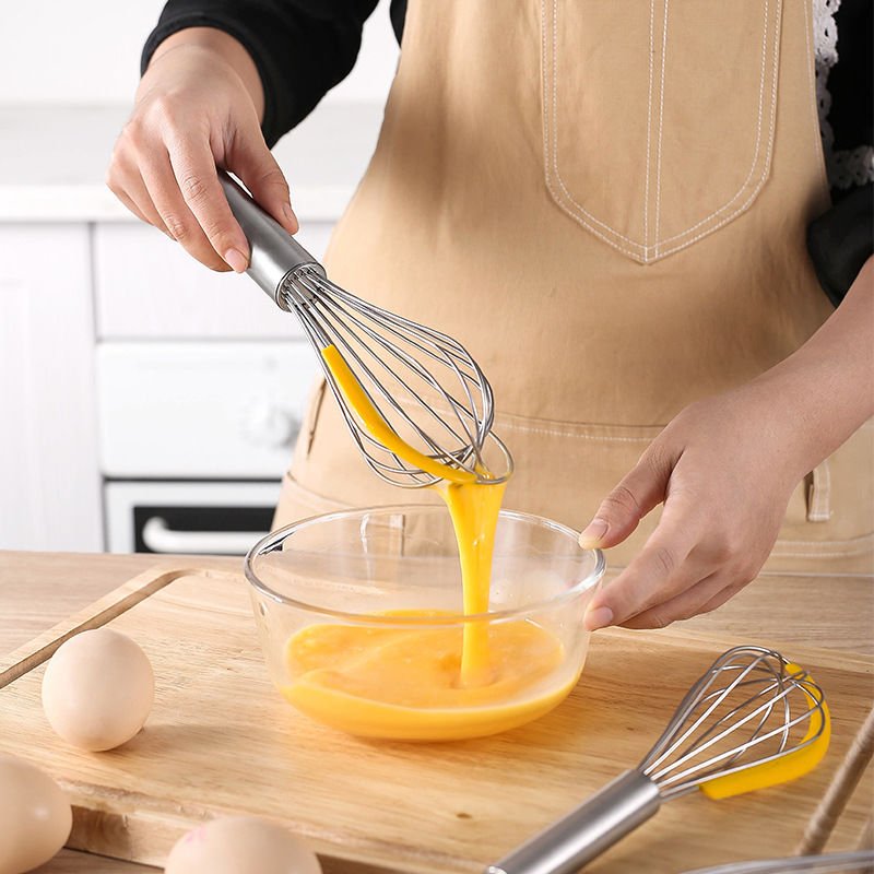 Silikonlu Paslanmaz Çelik Tel Çırpıcı Yumurtalık Sos Krema Karıştırıcı 25 cm